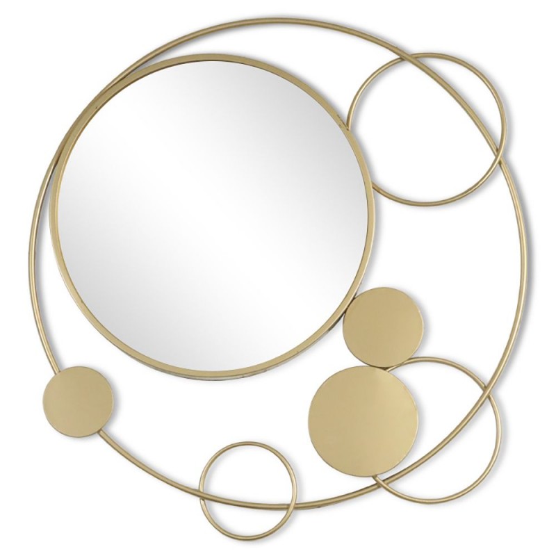 GOLD METAL ROUND MIRROR WITH CIRCLES 76x81x3CM