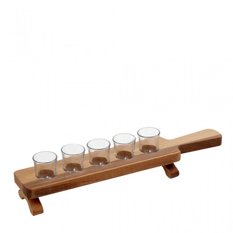 WOODEN TRAY WITH 4 SHOTS-16627-37451