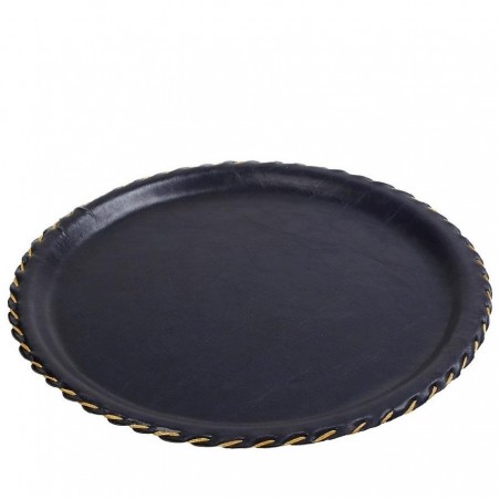 NAVY LEATHER TRAY 43CM