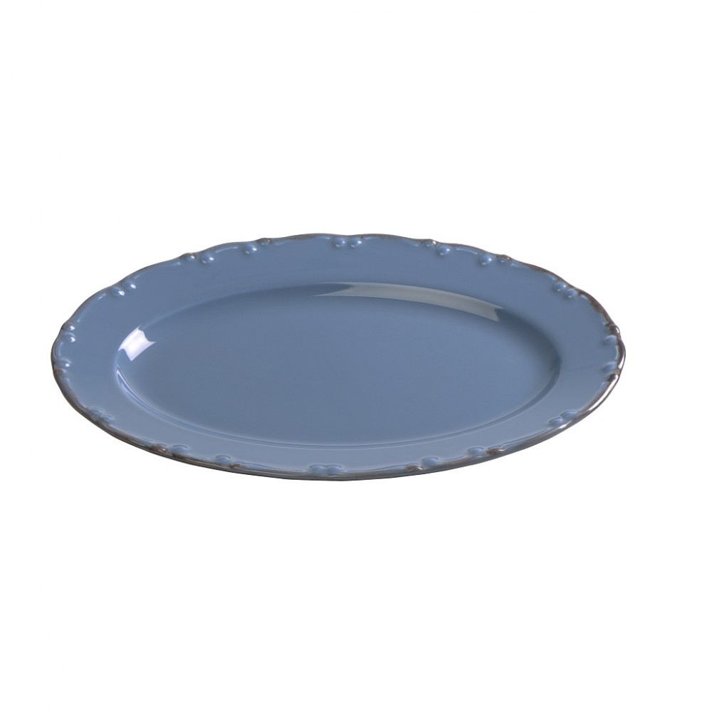 LIANA OVAL PLATTER BLUE WITH BROWN RIM 30CM